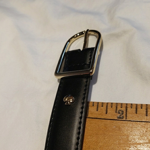 Kate Spade leather belt. 1" Stitched Edge Black, Pinmount Logo. - Picture 6 of 10